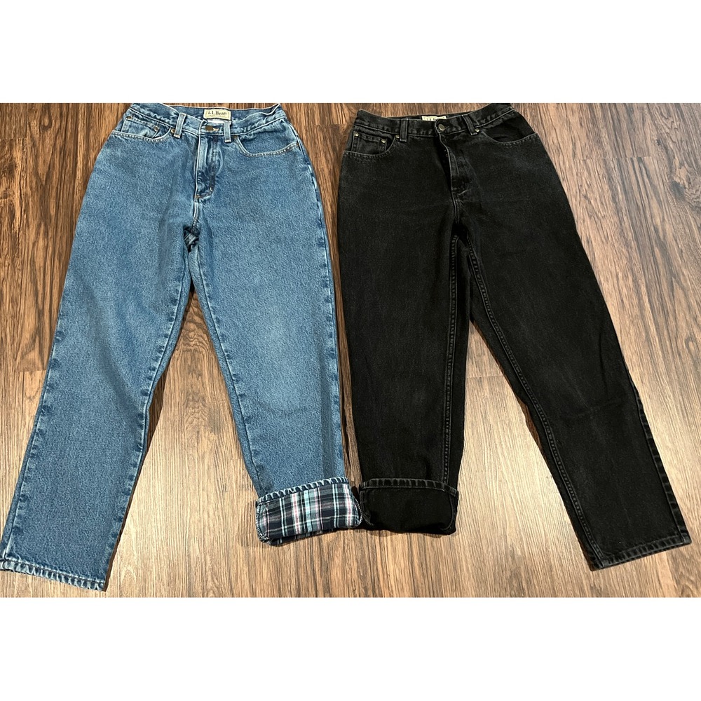 L.L. Bean Original Fit/Relaxed Blue And Black Jeans Size 8R Lot Of 2 - Picture 3 of 11